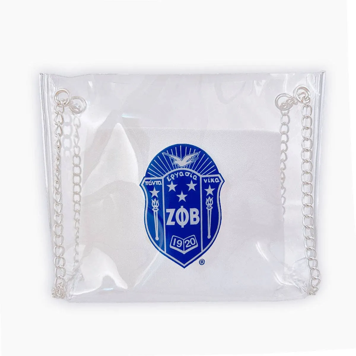Shoulder Bag Blue Zeta Sorority Purse for Women: Blue and White / Rhodium / 6.75 x 2.25 x 7.5 inches