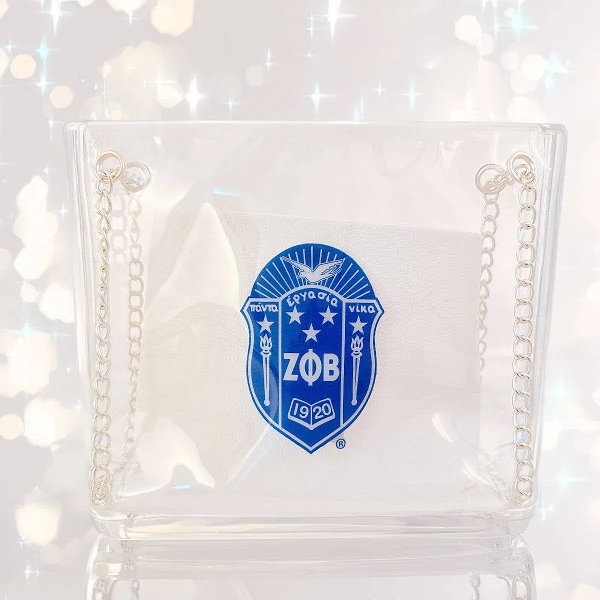 Shoulder Bag Blue Zeta Sorority Purse for Women: Blue and White / Rhodium / 6.75 x 2.25 x 7.5 inches