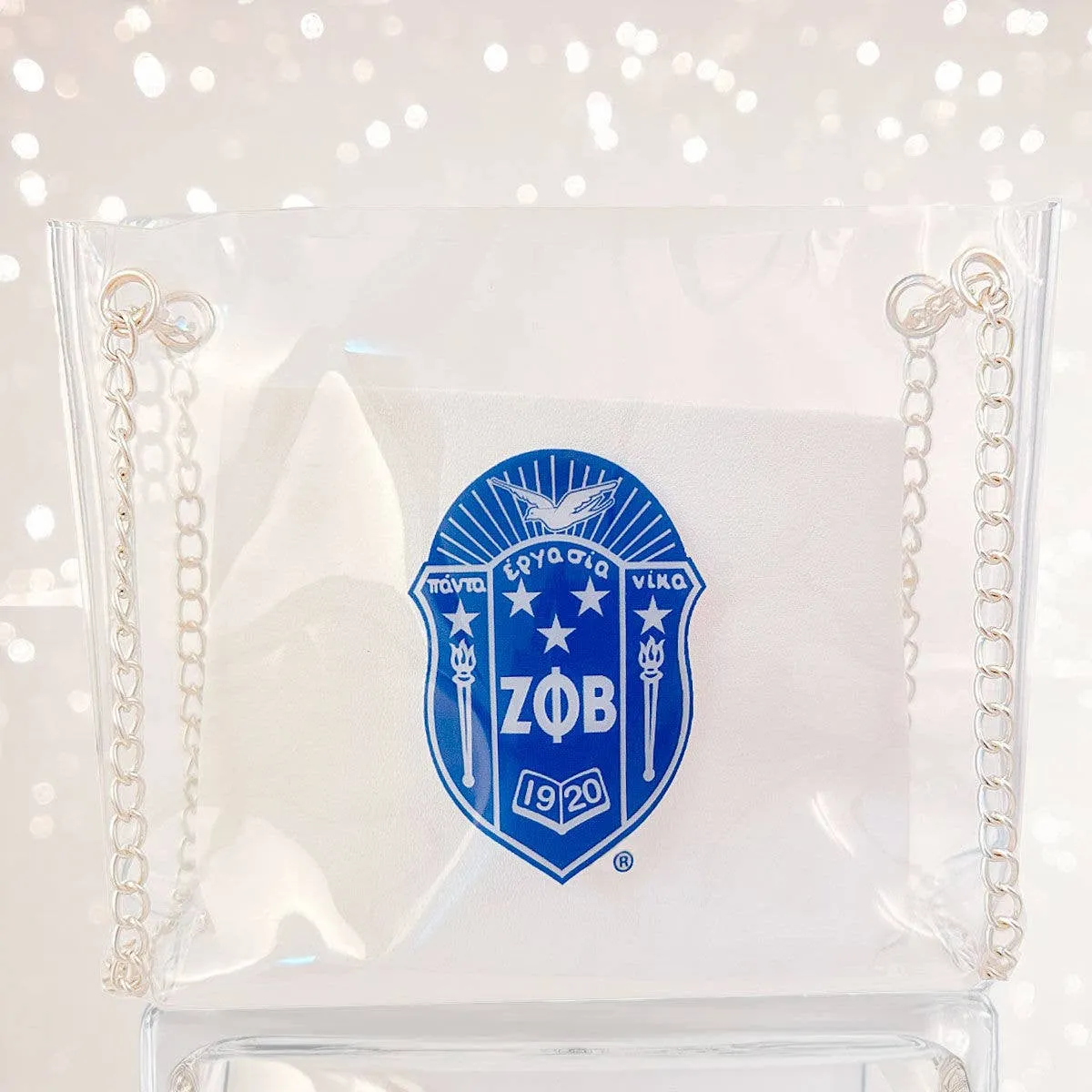 Shoulder Bag Blue Zeta Sorority Purse for Women: Blue and White / Rhodium / 6.75 x 2.25 x 7.5 inches