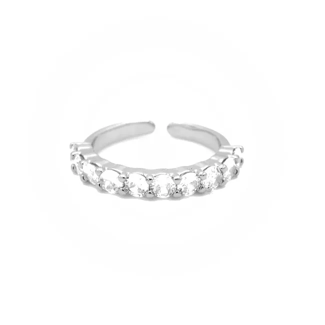 Silver CZ Adjustable Band Ring