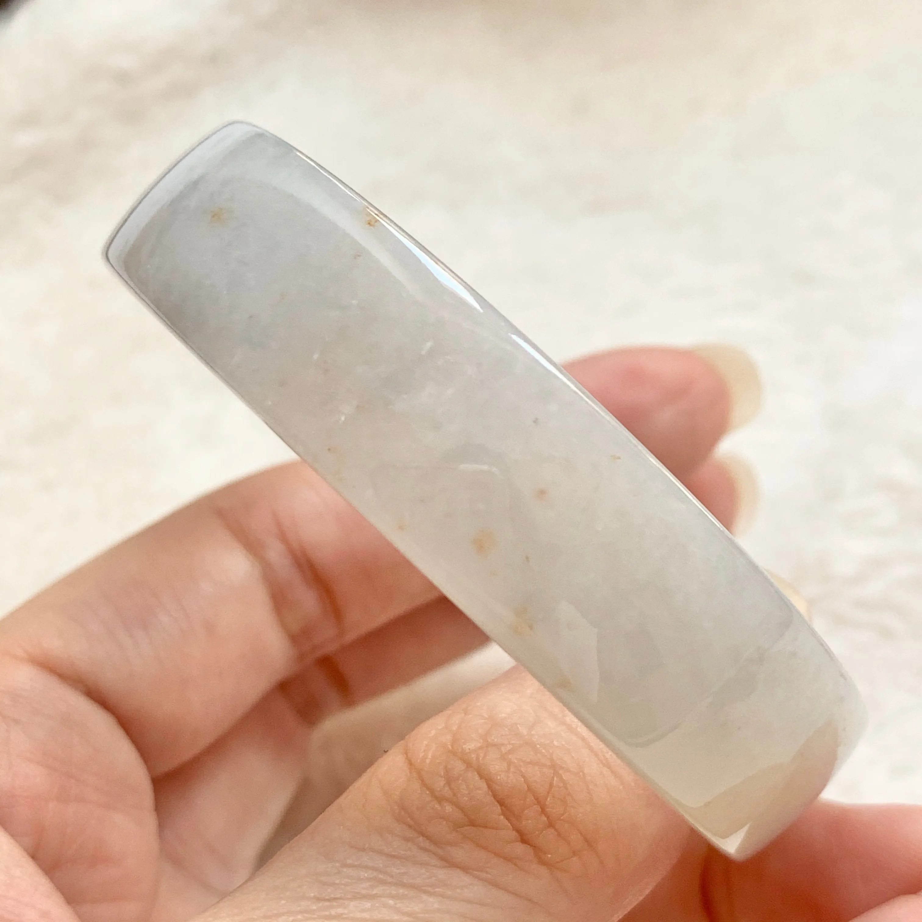 SOLD OUT: 54.2mm A-Grade Natural Jadeite Modern Round Bangle (Right-Angle) No.151730