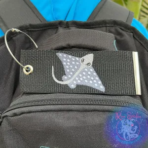 Spotted Eagle Ray Luggage Tag, Personalized Embroidered Bag Tag