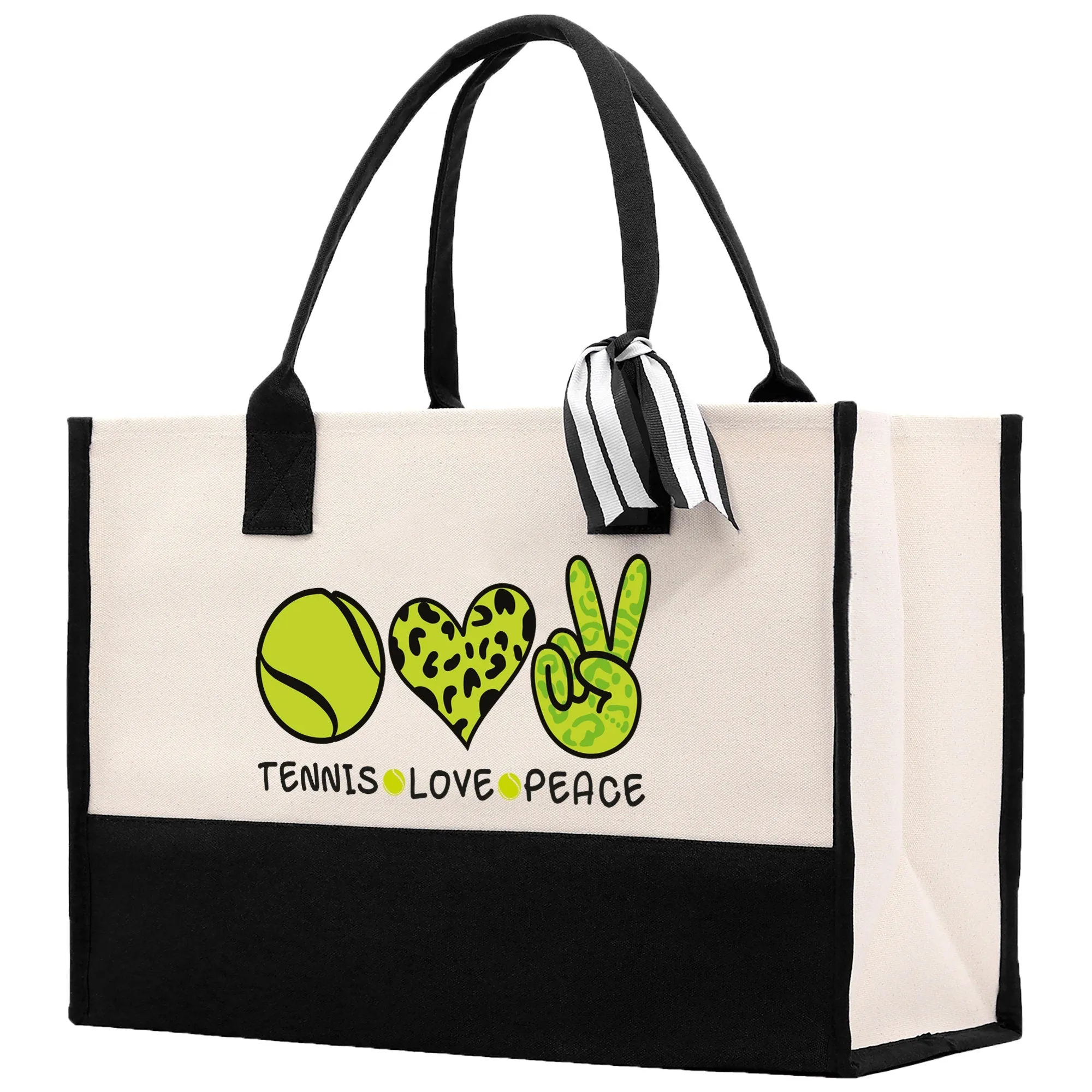 Tennis Love Peace Cotton Canvas Tote Bag Gift for Tennis Lover Bag Tennis Coach Gift Bag