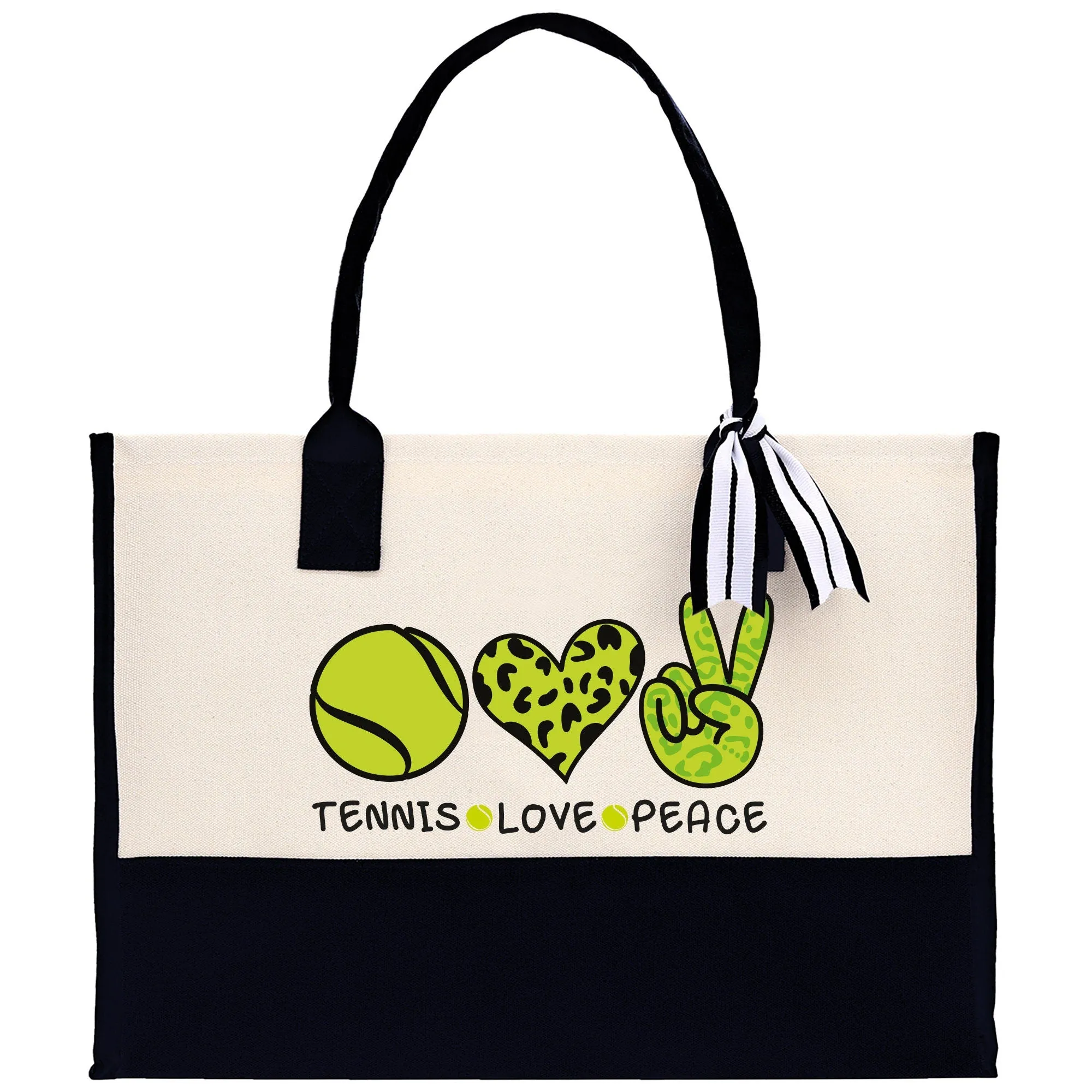 Tennis Love Peace Cotton Canvas Tote Bag Gift for Tennis Lover Bag Tennis Coach Gift Bag