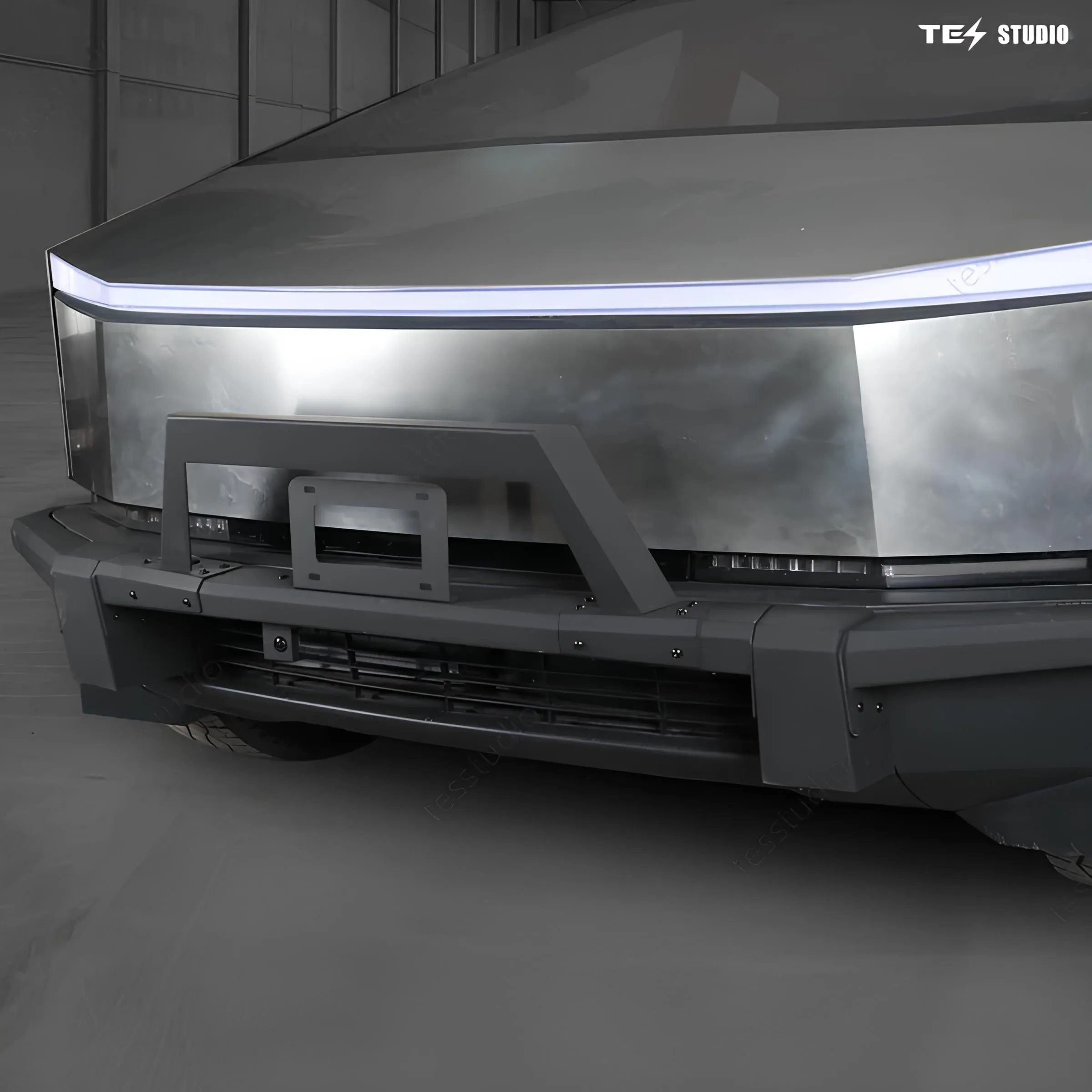 Tesla Cybertruck Steel Front Bumper with Black Texture Tesstudio®