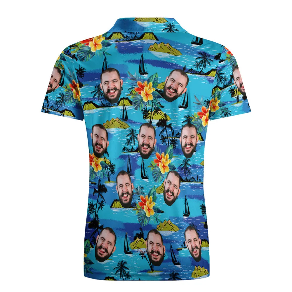 Vice City Men's Custom Face POLO Shirt Personalised Golf Shirts For Him Gang Style