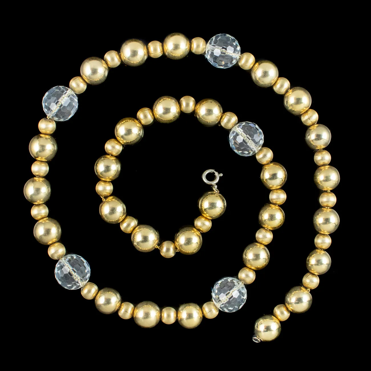 Vintage Beaded Necklace 18ct Gold Gilt Glass Crystal