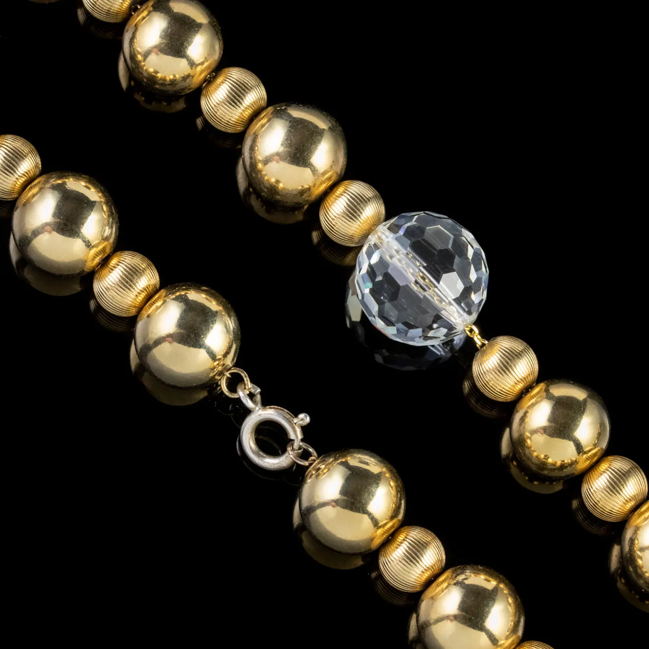 Vintage Beaded Necklace 18ct Gold Gilt Glass Crystal