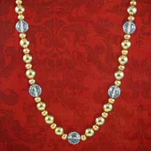 Vintage Beaded Necklace 18ct Gold Gilt Glass Crystal