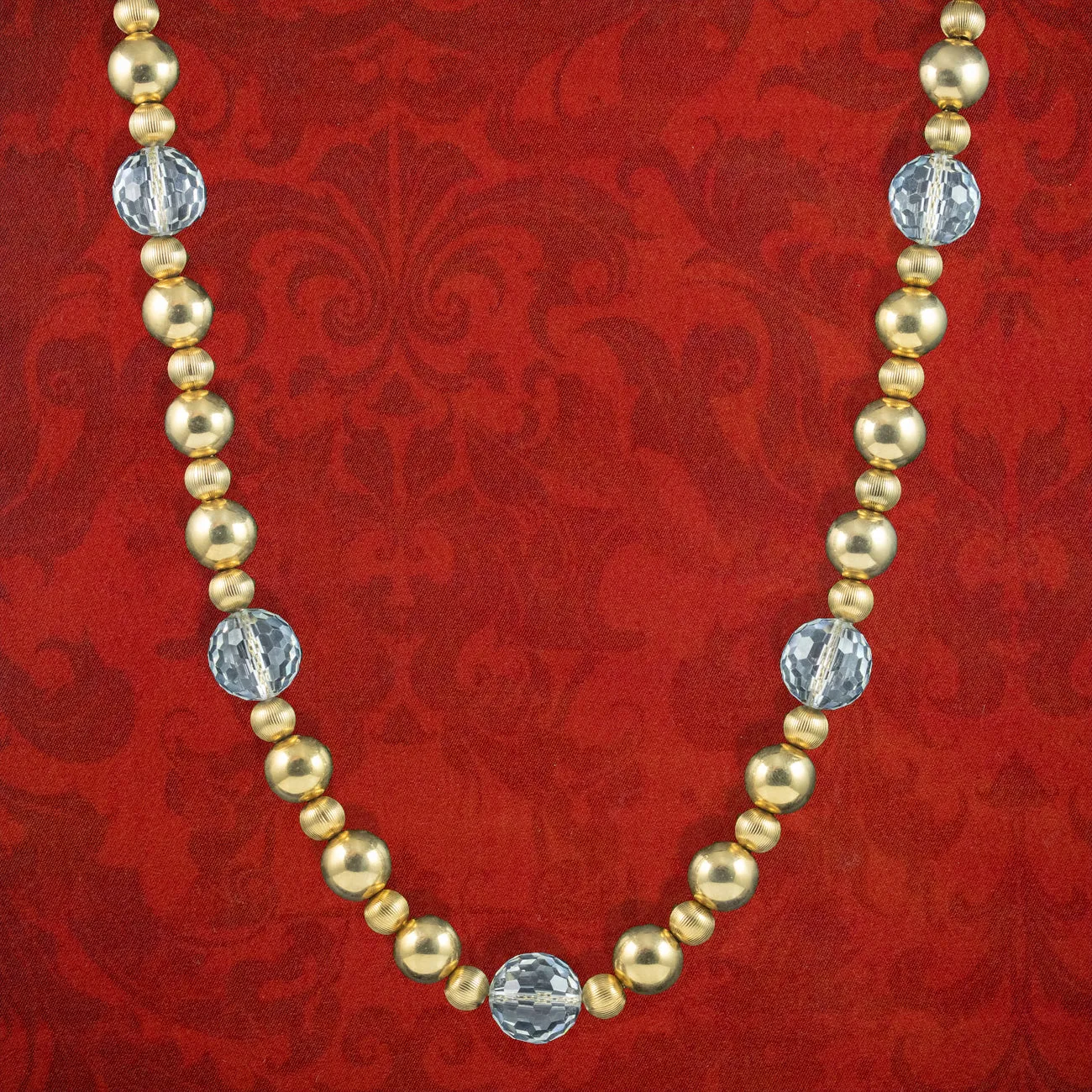 Vintage Beaded Necklace 18ct Gold Gilt Glass Crystal