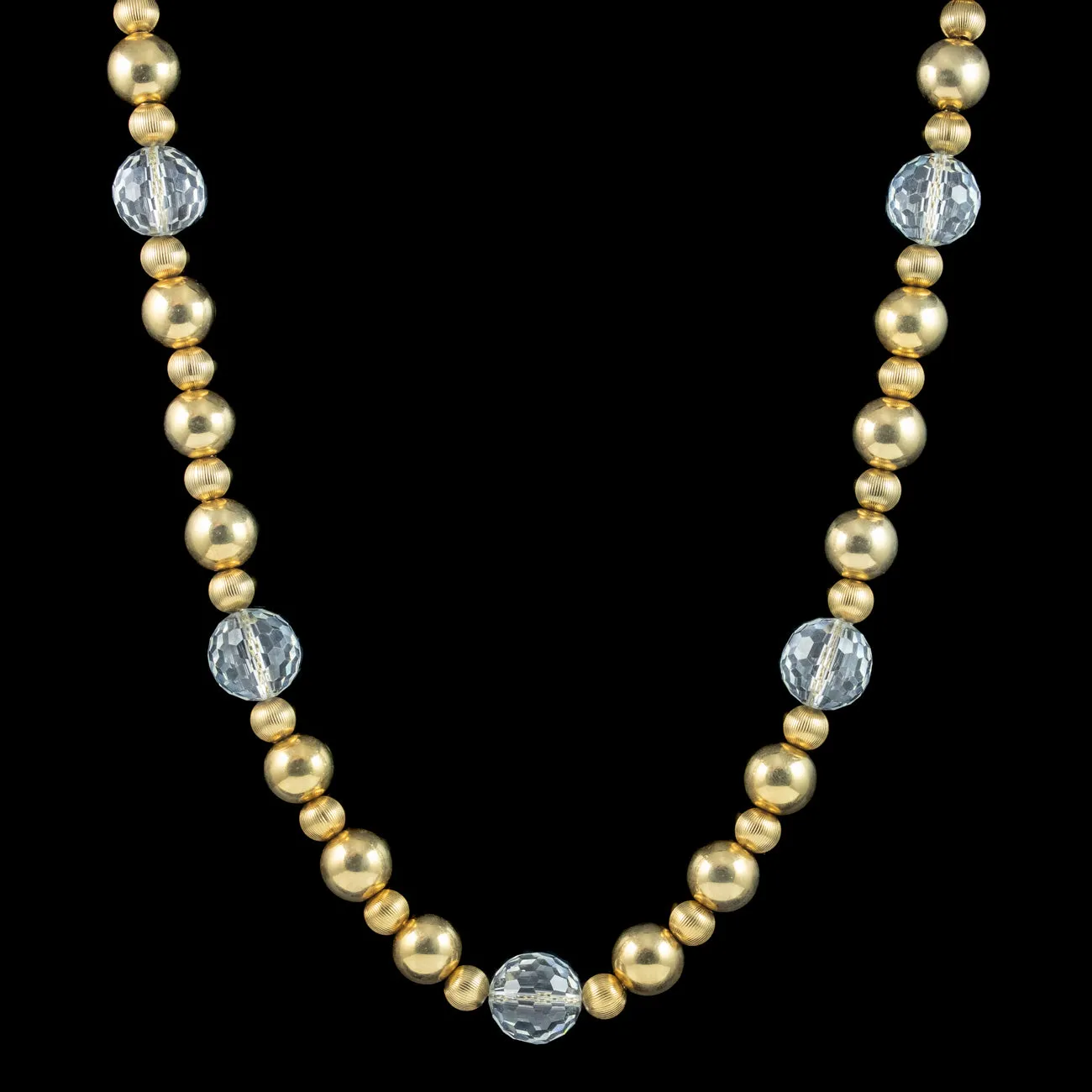 Vintage Beaded Necklace 18ct Gold Gilt Glass Crystal