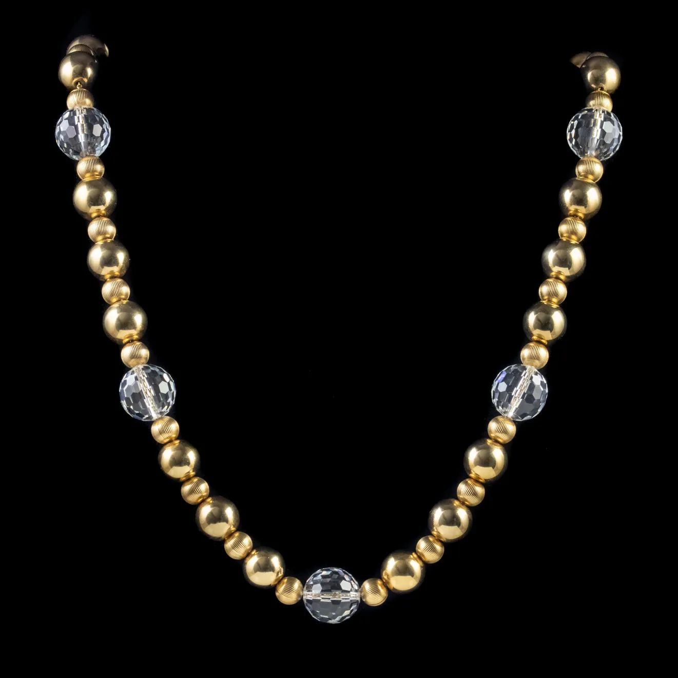 Vintage Beaded Necklace 18ct Gold Gilt Glass Crystal