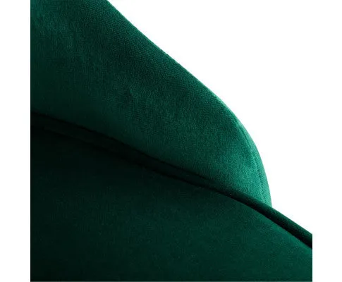 Viva Forever Set of 2 Green Velvet Dining Chairs-Art Deco Design with Gold Metal Legs