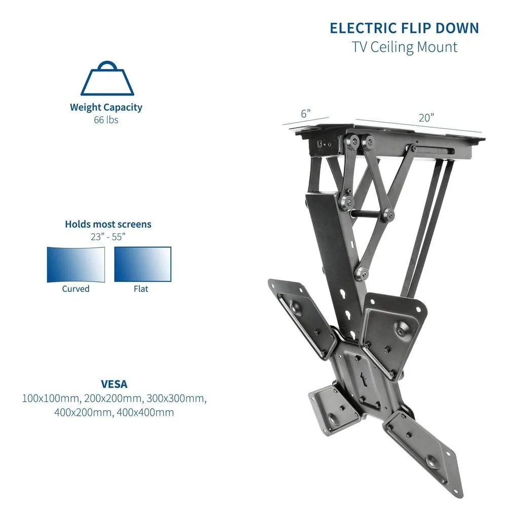 VIVO Electric Flip-Down 23"-55" TV Ceiling Mount w/ Remote Control, Black or White