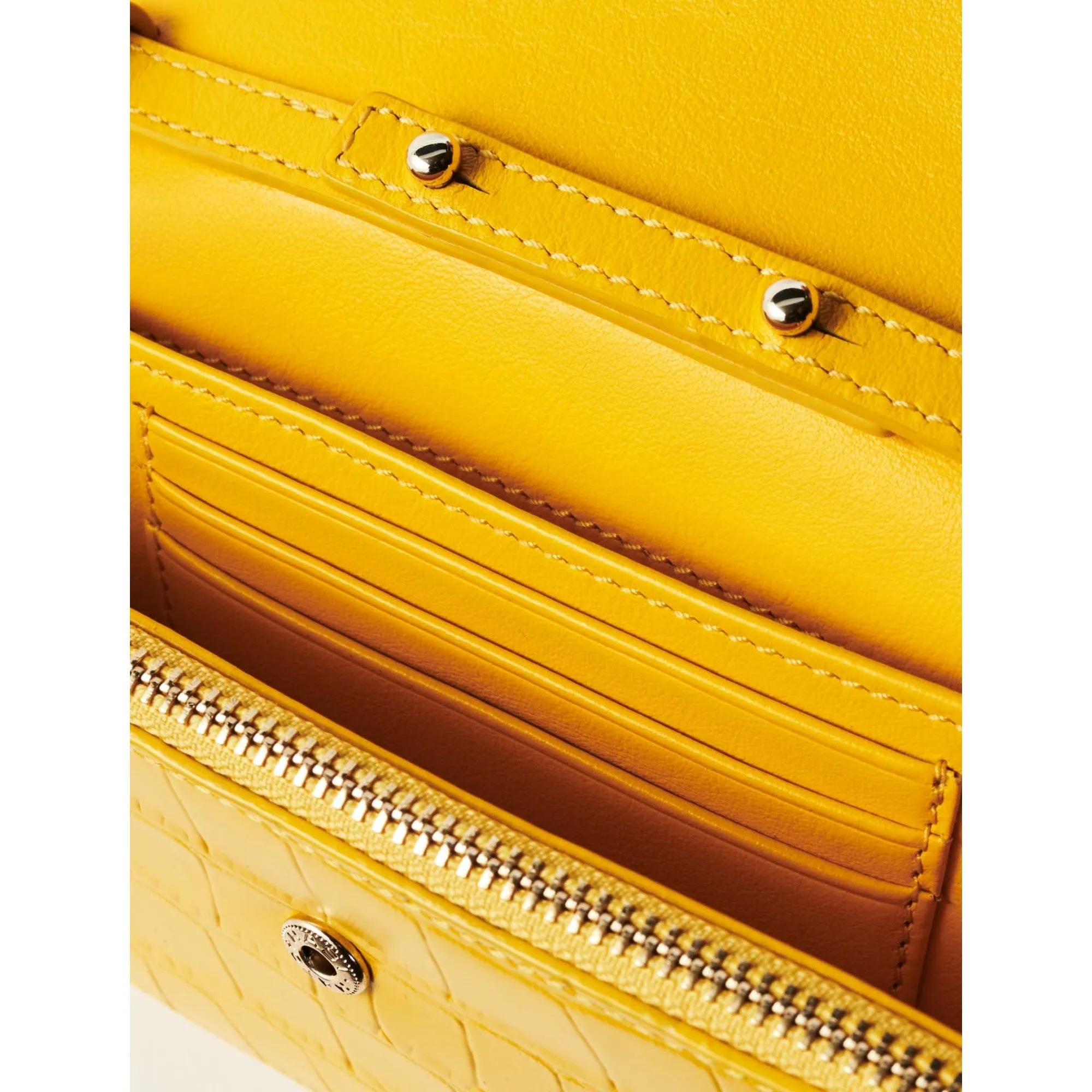 Women Croco Wallet With Chain - Yellow