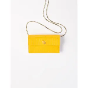 Women Croco Wallet With Chain - Yellow