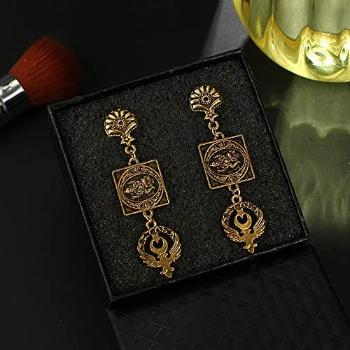 Yellow Chimes Oxidized Golden Ganesha Stylish Fancy Traditional Tassels Danglers Earrings For Women & Girls
