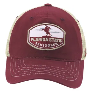 Zephyr Unconquered Silhouette Florida State Seminoles Patch Adjustable Trucker Cap - Garnet/Gold